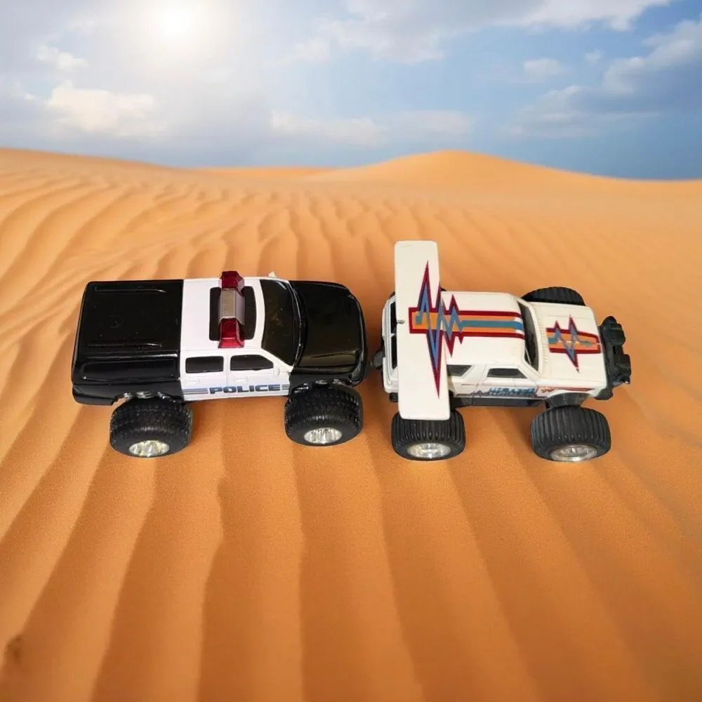 Macau Mattel Stunt Ratz Baja Jeep &  Road Ripper Police Monster Trucks Friction